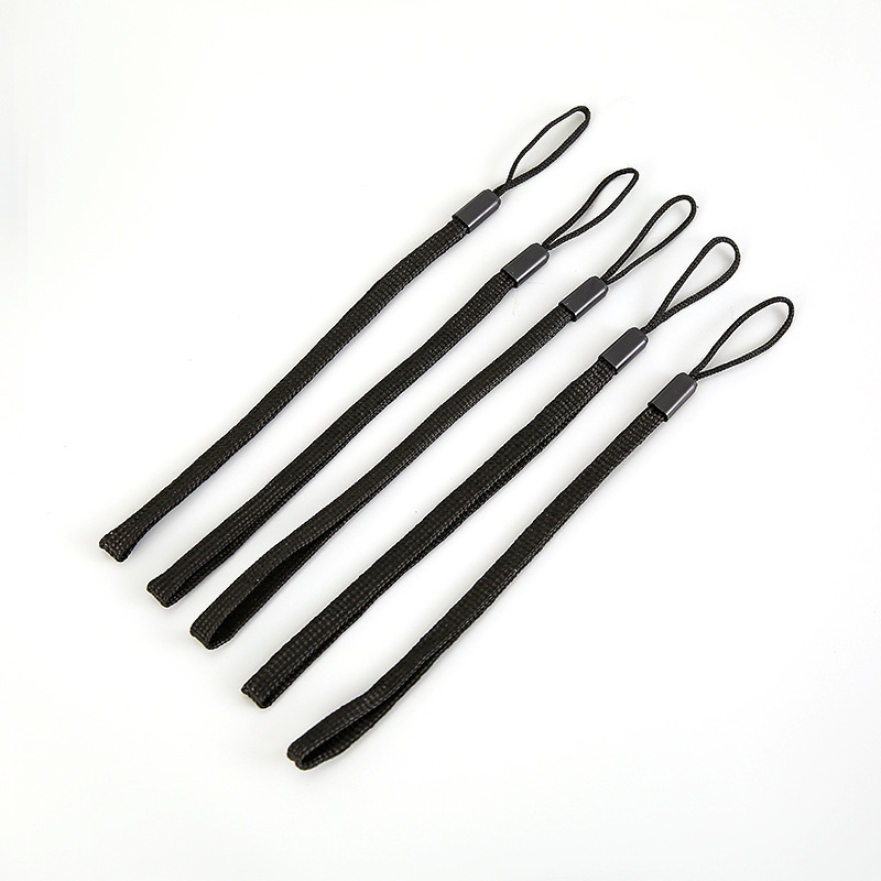 Factory Direct supply walkie-talkie lanyard black polypropylene kettle lanyard lengthened thick wear-resistant wrist strap printable logo