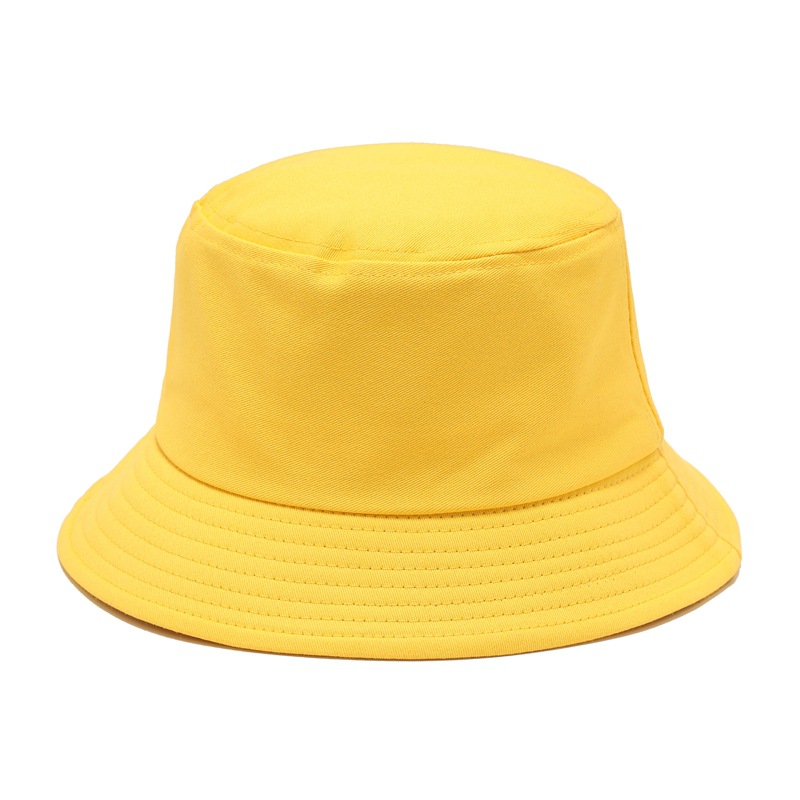 Cotton Fisherman Hat Embroidered Logo Blank Single-sided Pot Hat Printed Flat Top Sun Hat Women's Printed Sunscreen Big Cornice Pot Hat