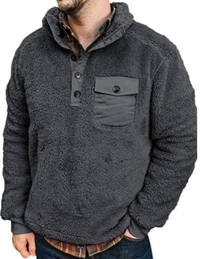 2020 autumn and winter new men's solid color k cross-border cardigan sweater fashion plush jacket Amazon EBAY explosions