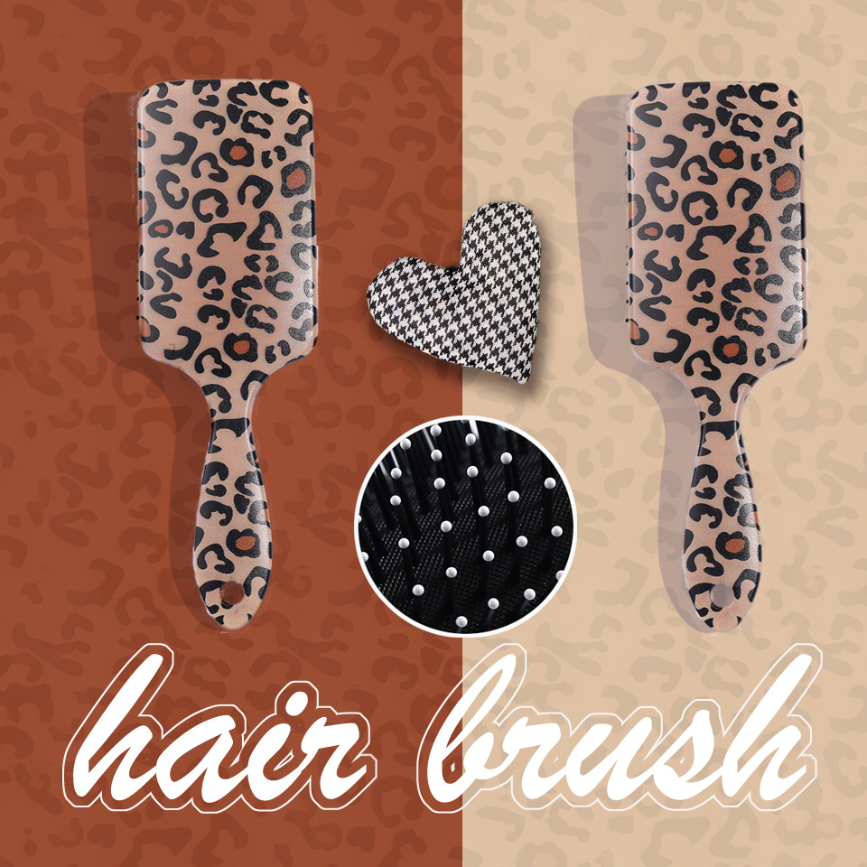 Cross-border New Amazon Leopard Hair Cushion Comb Massage Comb Shun Hair Square Comb Cartoon Animal Plastic Comb