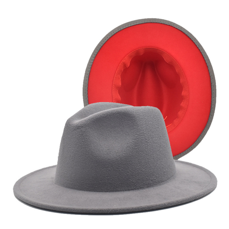 European and American Double-sided Color-matching Felt Hat Women's Wool Topper Hat Fashion Wide-brimmed Hat Cross-border Jazz Topper Hat for Men