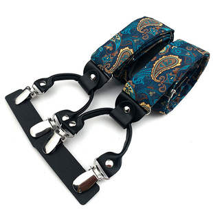 Factory wholesale men's adult Y-shaped 6 clip jacquard fabric rubber band adjustable elastic strap