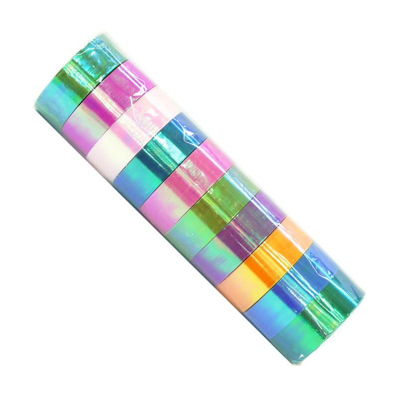 10 rolls of iridescent iris laser film tape gradient mermaid Ji cool hand account DIY decoration PE3 meter sticker wholesale