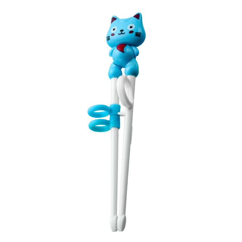 Children's Training Chopsticks Baby Correct Learning Maternal and Infant Portable Cartoon Cat Chopsticks Insert Card Packaging Two-stage Practice Chopsticks