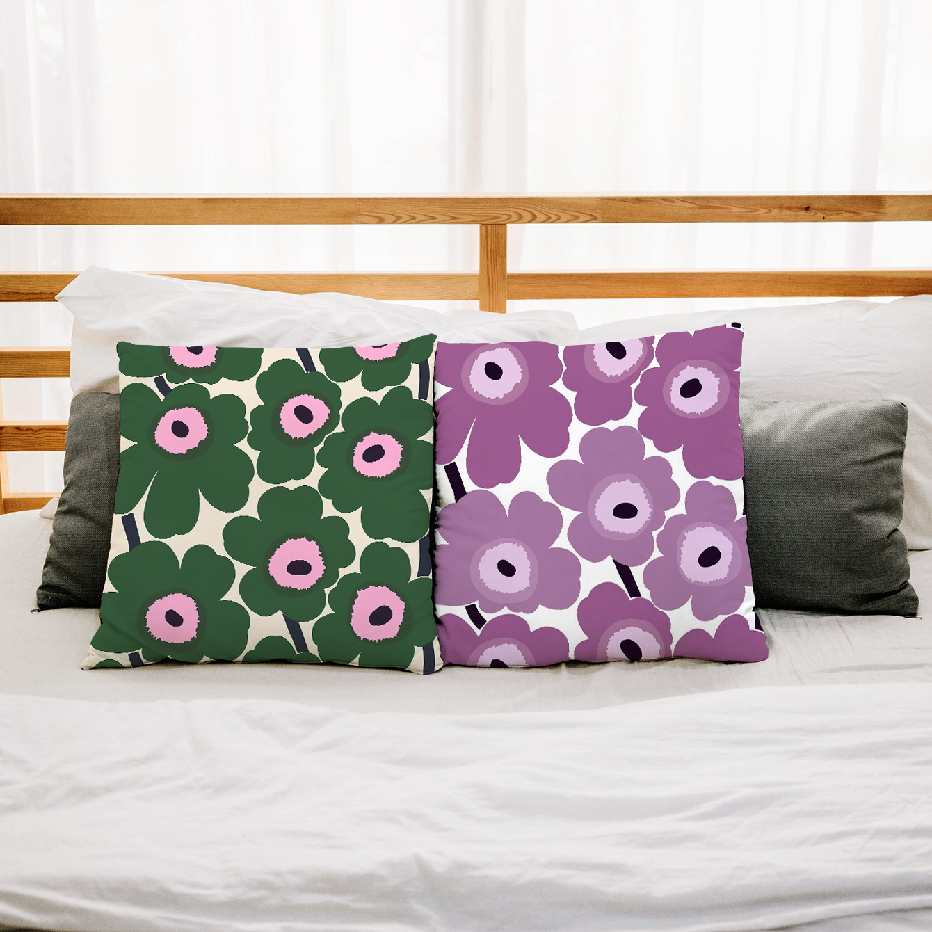 Nordic Finland One Piece Marimekko Poppy diy Sofa Soft Backrest Flannel Pillow Case