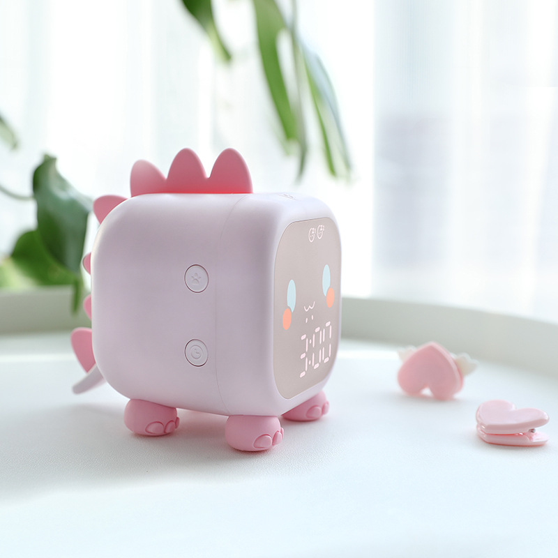 Mi Meng new alarm clock children's creative electronic clock cartoon dinosaur small alarm clock timing wake-up light voice control clock