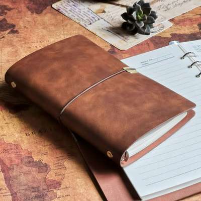 Vintage Band Notebook a6 Notepad Soft Leather Loose-leaf Book Imitation Leather Diary Book Blank Kraft Paper Hand Ledger Book