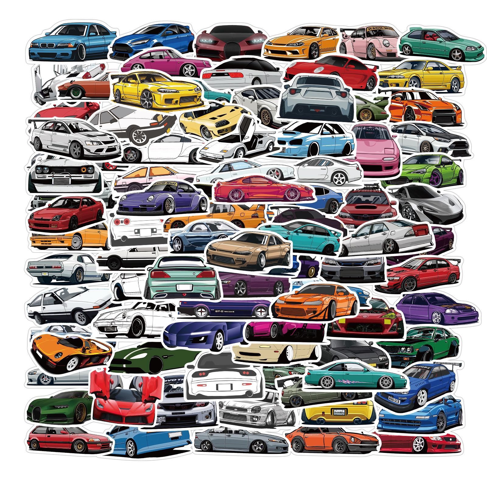 100 cartoon JDM car graffiti stickers decorative motorcycle luggage waterproof stickers foreign trade Wholesale