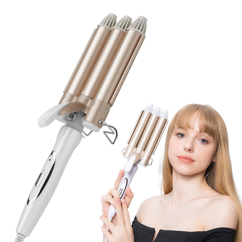 Amazon Europe Station Hot Curling Iron Three-bar Egg Roll Head Three-tube Egg Roll Stick Water Ripple Large Curling Iron