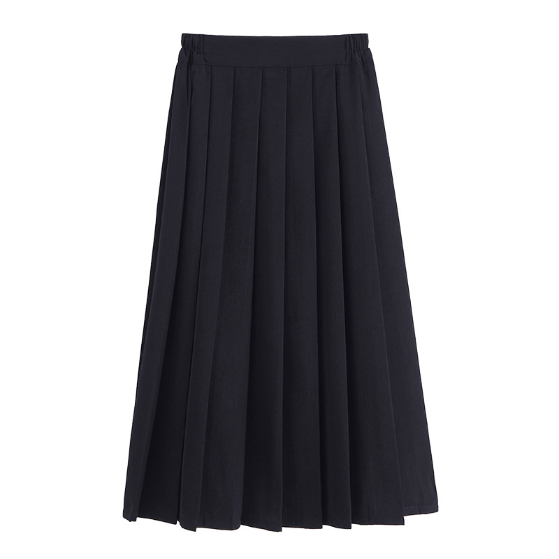 Skirt Pleated Skirt Student JK Short Mid-Length All-Match College Style Loose Waist Slimming Black A- Line Spring and Autumn