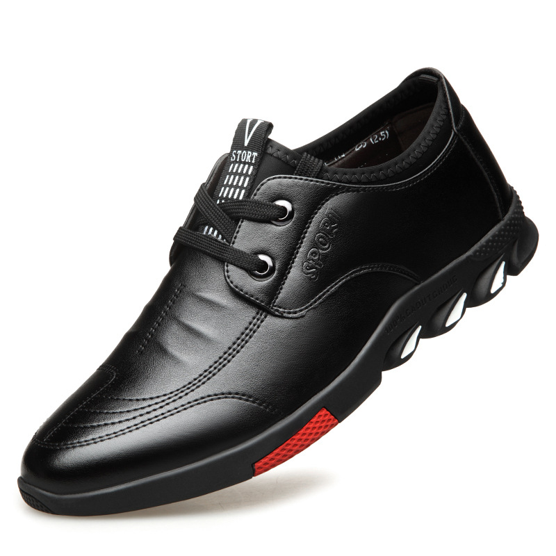Invisible Height Increasing Shoes Men's 6cm Baita Casual Shoes Fashionable Korean Men's Leather Shoes Set Foot Height Increasing Fleece Cotton Shoes