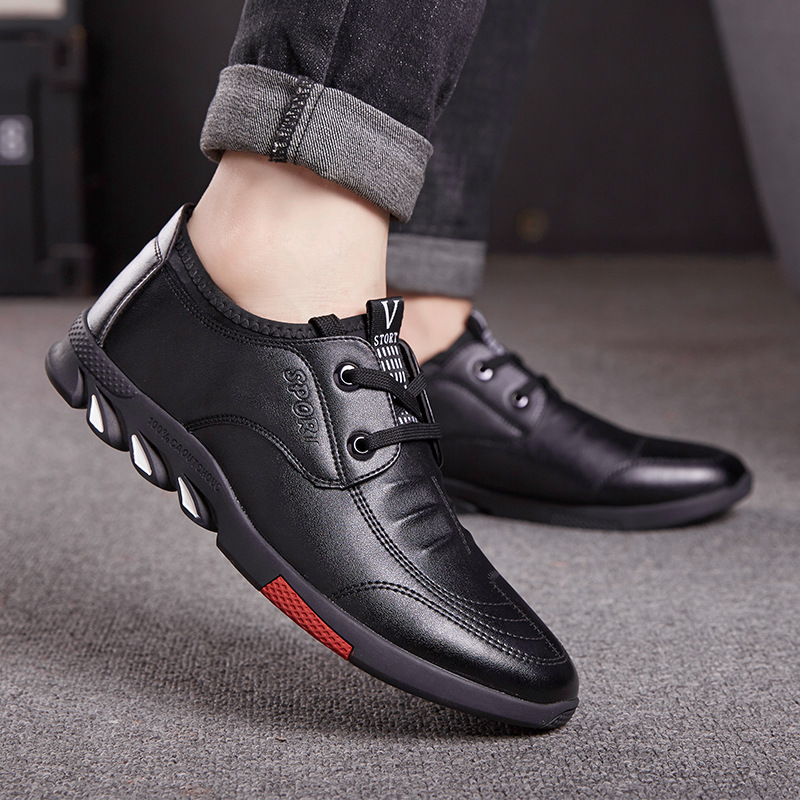 Invisible Height Increasing Shoes Men's 6cm Baita Casual Shoes Fashionable Korean Men's Leather Shoes Set Foot Height Increasing Fleece Cotton Shoes