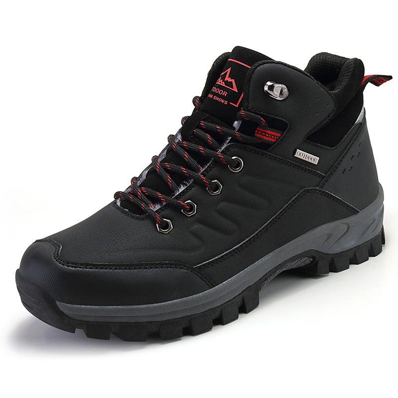 Cross-border explosions outdoor warm cotton shoes high-top plus velvet snow boots men's shoes non-slip outdoor hiking shoes factory wholesale