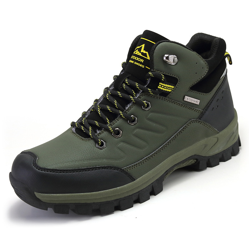 Cross-border explosions outdoor warm cotton shoes high-top plus velvet snow boots men's shoes non-slip outdoor hiking shoes factory wholesale