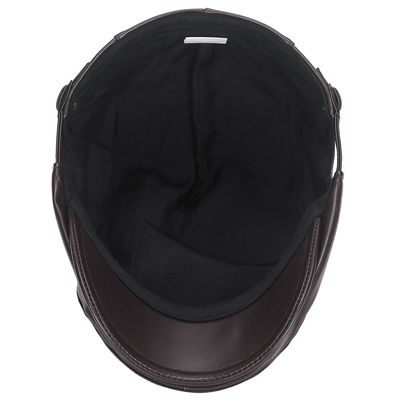 pu Spring Autumn and Winter Leather Beret Men and Women Casual Korean Style Outdoor Cap Fashion Retro Couple Forward Cap