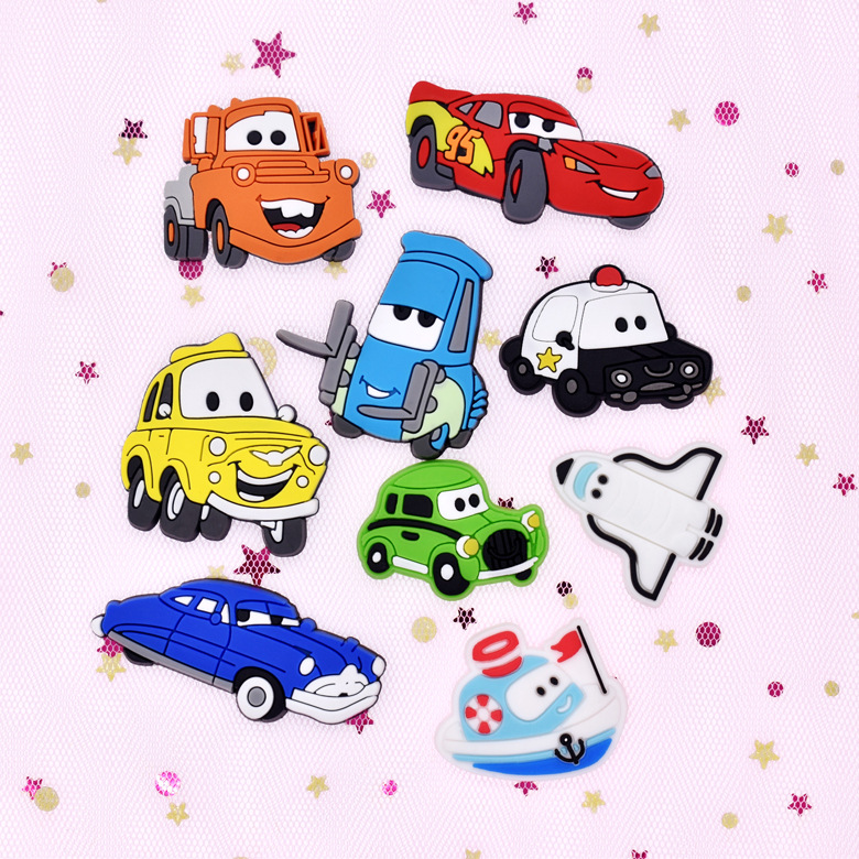 Cartoon car shoe flower removable PVC soft rubber shoe buckle hole shoes garden shoes flower shoes decorations wholesale