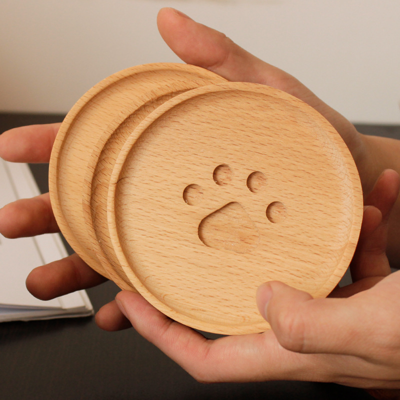 Japanese Style Creative Wooden Cute Bear Pad Coaster Beech Mug Tea Cup Coffee Cup Heat Insulation Mat Non-Slip Coaster