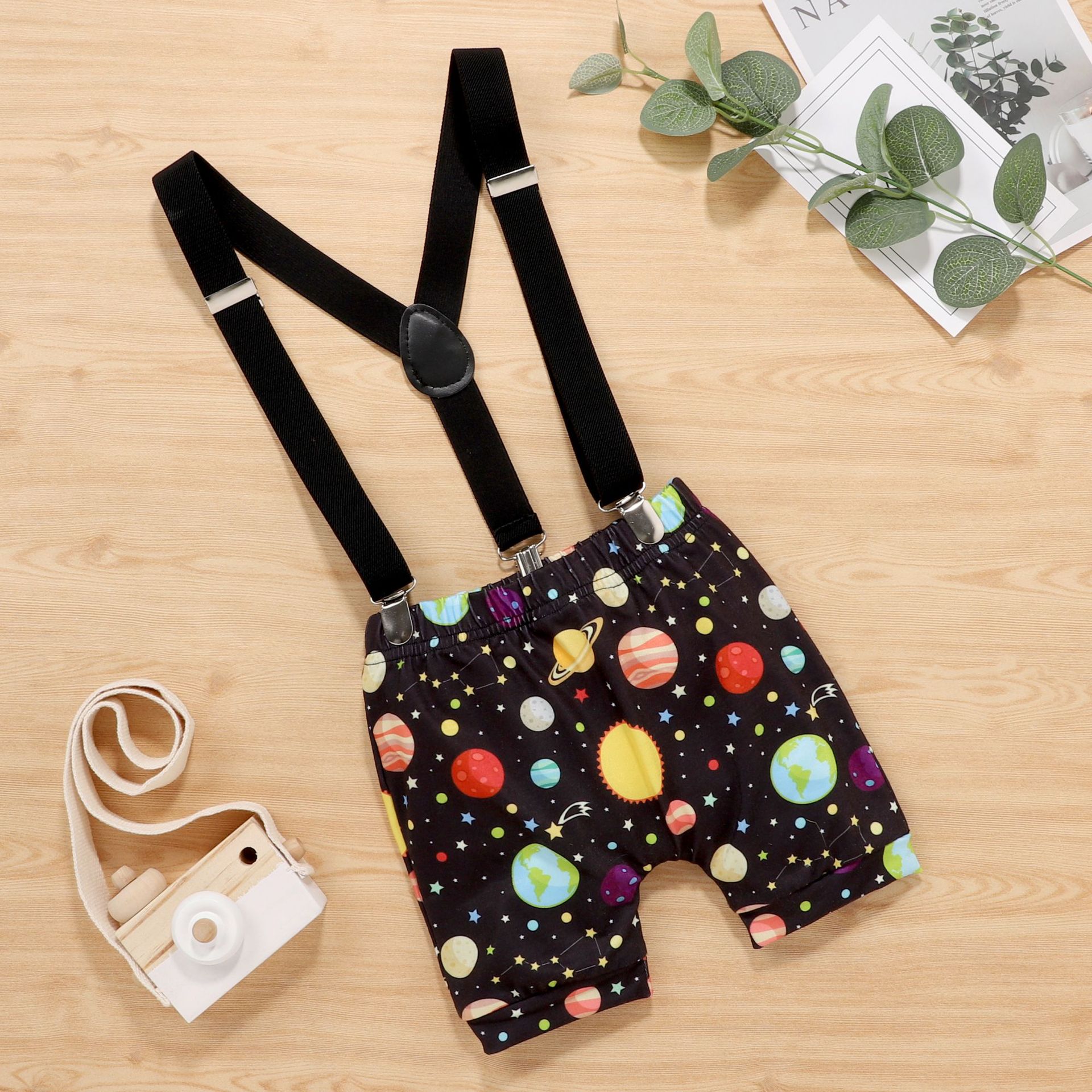 European and American Infant Summer Children's Wear Digital Hare ins Baby Short-sleeved Strappy Pants Birthday Children's Wear Set Cross-Border