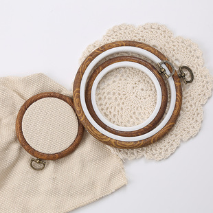 18*25CM imitation wood embroidery oval embroidery cross embroidery three-dimensional embroidery circle DIY handmade