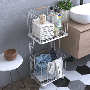 Amazon New Large Double-Layer Storage Rack Clothes Storage Rack Household Removable Folding Layered Dirty Clothes Basket