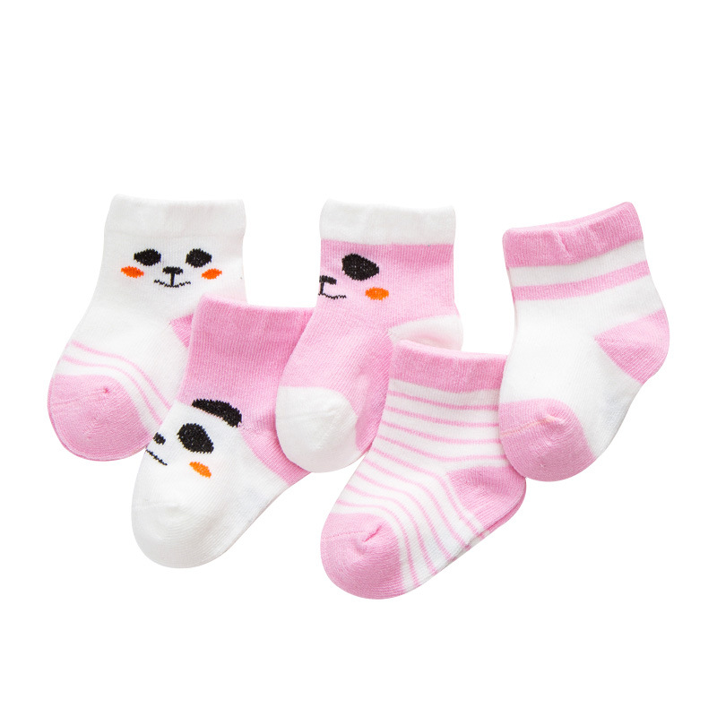 0-1 year old baby socks spring and autumn combed cotton newborn cotton socks little children baby socks cute panda socks 5 pairs