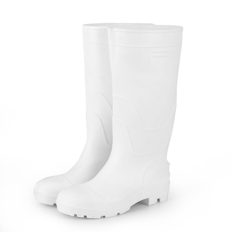 Labor protection rain boots men's anti-smashing and anti-piercing industrial and mining rain boots steel head steel plate oil acid and alkali resistant white food water shoes