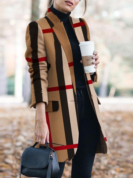 2023 AliExpress Amazon ebay autumn and winter New European and American fashion printed stand collar woolen coat for women