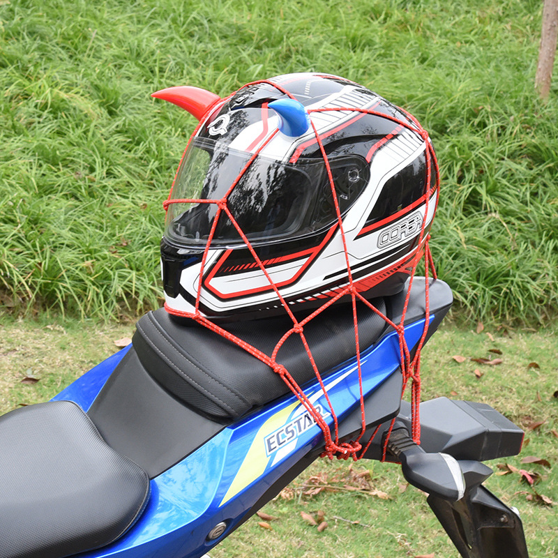 Motorcycle riding helmet elastic rear seat net rope cover fuel tank sundries reflective binding belt bold luggage net pocket
