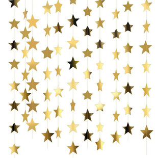 Double Mirror Five Corner Star Flower Hanging Ornaments Hanging Ornaments Wedding Party Holiday Christmas Color Strip Halloween Decoration Arrangement