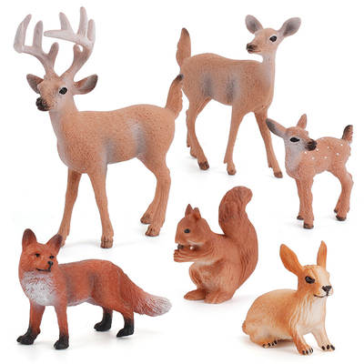 Foreign trade hot sale simulation animal reindeer Squirrel red fox animal model wholesale set white tail deer solid hand