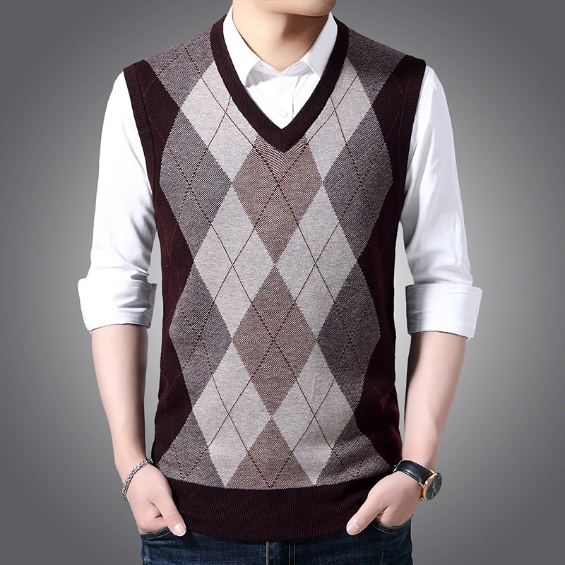 2023 autumn and winter new men's vest casual v-neck bottoming sleeveless knitted vest one-piece delivery I1810