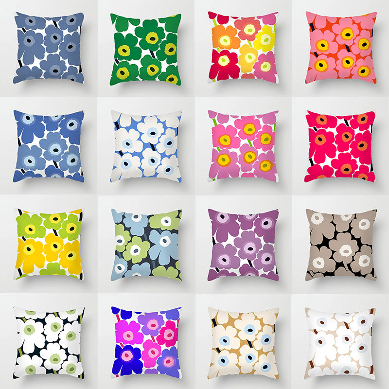 Nordic Finland One Piece Marimekko Poppy diy Sofa Soft Backrest Flannel Pillow Case