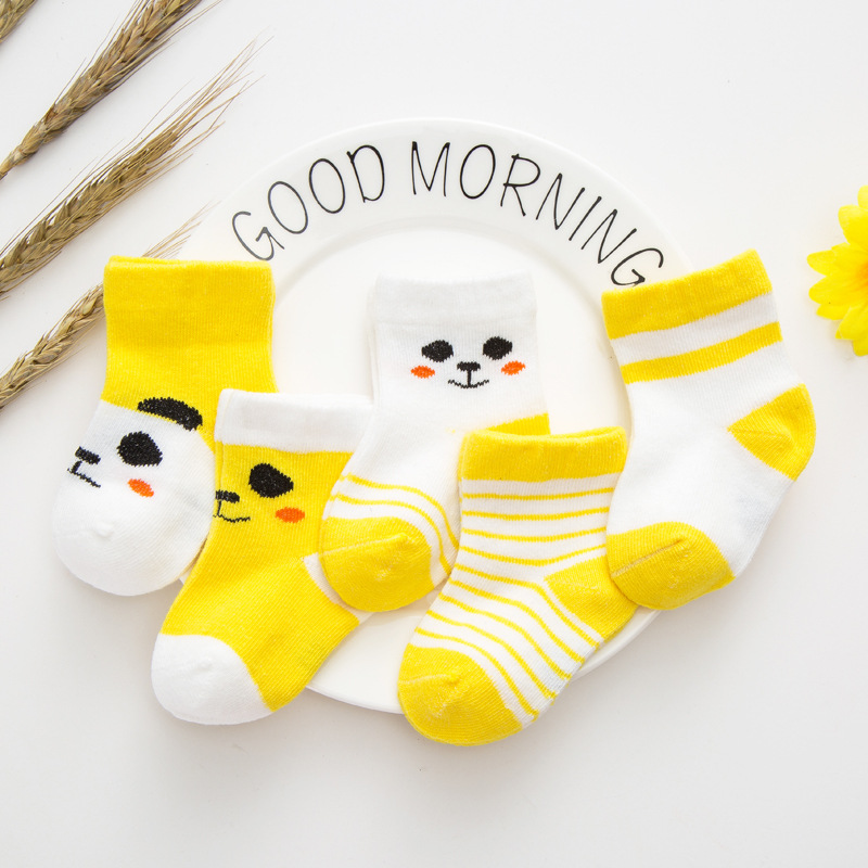 0-1 year old baby socks spring and autumn combed cotton newborn cotton socks little children baby socks cute panda socks 5 pairs