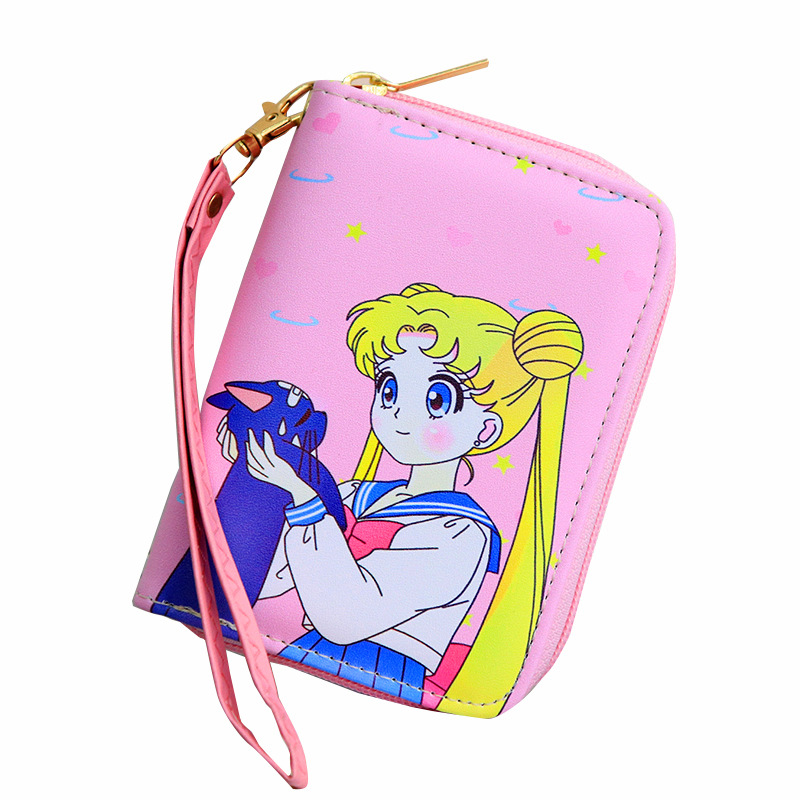 Mini Cartoon beautiful girl cute female student fresh women's short zipper portable wallet