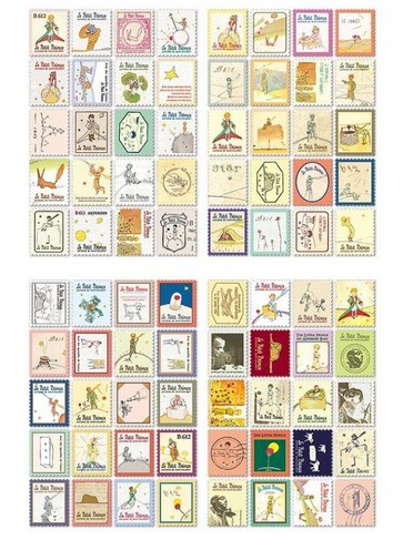 A10 Retro Little Prince Cartoon Hand-painted Paris London Stamp Stickers Paper Decoration Life Handbook Diary