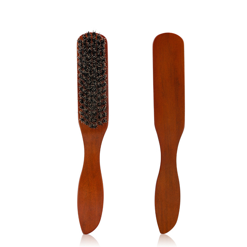 Cross-border hair sweeping barbershop cleaning brush solid wood mane beard brush hairdressing oil head brush beard styling comb