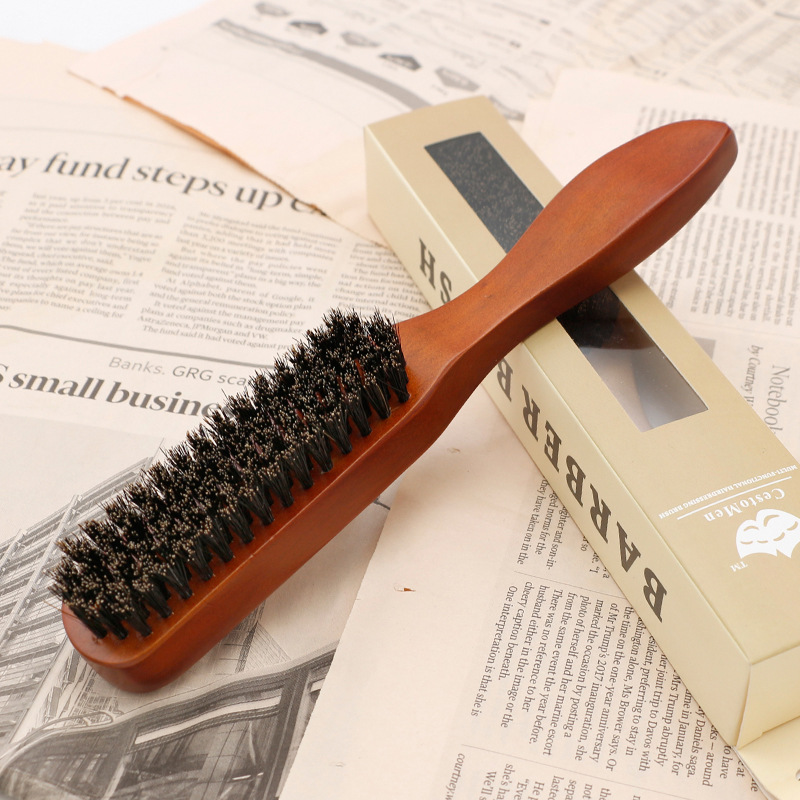 Cross-border hair sweeping barbershop cleaning brush solid wood mane beard brush hairdressing oil head brush beard styling comb