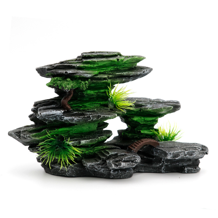 Fish tank rockery landscape fish tank package decoration aquarium simulation decoration fish hiding House Water Grass Stone Mountain