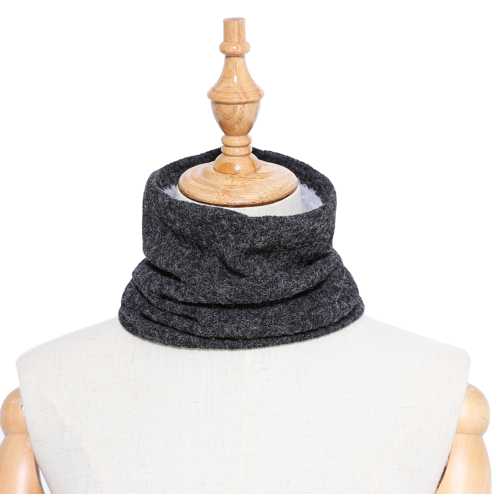 Amazon winter solid color knitted collar outdoor warm collar men's and women's double-layer pullover fleece-lined scarf in stock