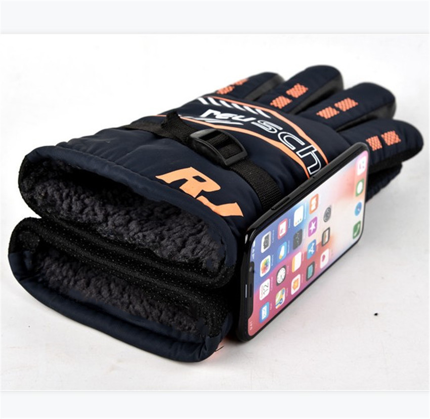 Winter men's thermal gloves outdoor sports electric motorcycle riding windproof fleece-lined thickened ski gloves