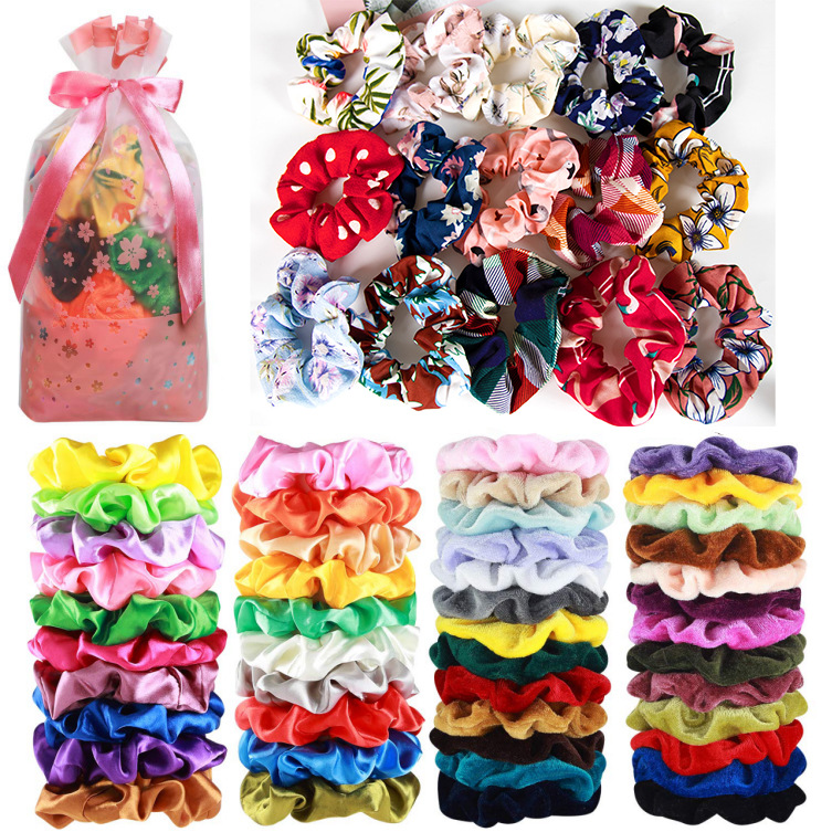 Cross-border Light Luxury Velvet Women's Hair Ring Velvet Large Intestine Hair Ring Amazon 60 Color Hair Rope Hair Accessories Europe and America Wholesale