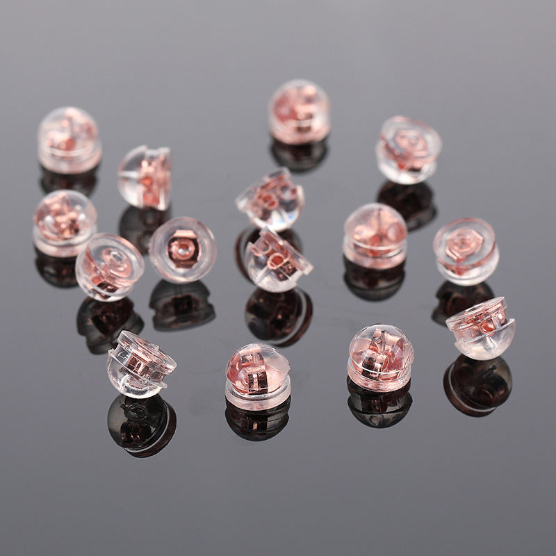 diy earrings accessories 18K real gold plating transparent plastic silicone earrings earrings pearl earrings back plug