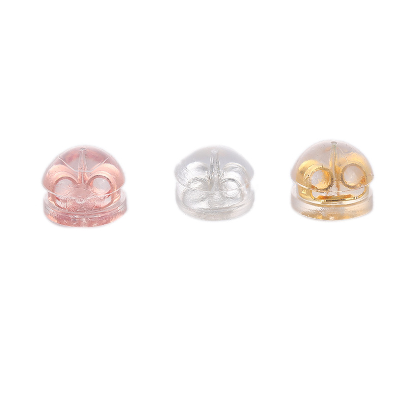 diy earrings accessories 18K real gold plating transparent plastic silicone earrings earrings pearl earrings back plug