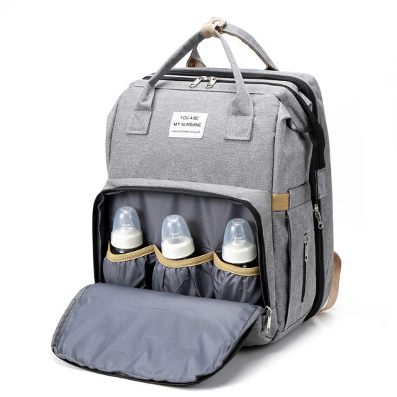 New Fashion Mummy Bag Folding Baby Bed Mother and Baby Bag Large Capacity Portable Bottle Diaper Shoulder Mother Bag
