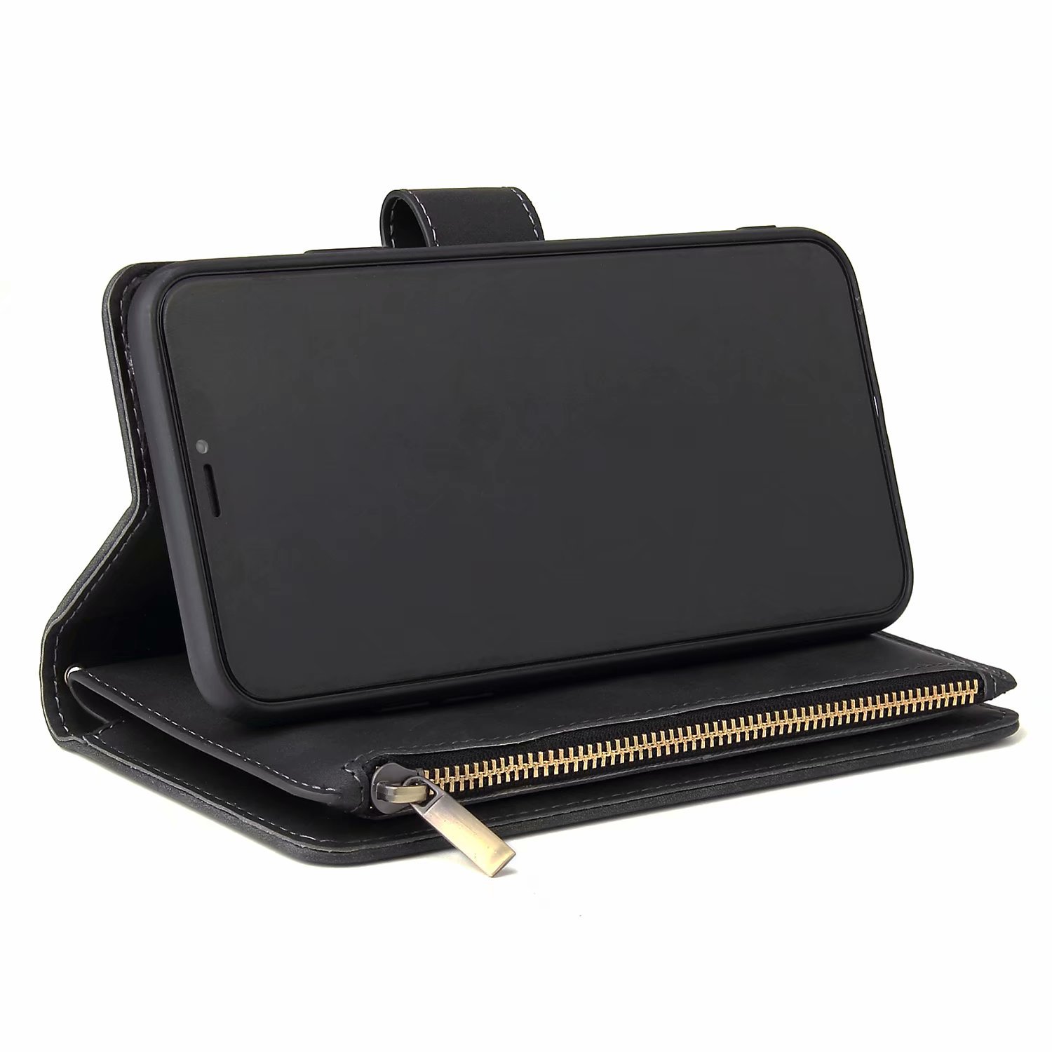 For iPhone14 Skin-feeling Mobile Phone Leather Case Apple 16pro Multi Card Zipper Case XR Wallets Case