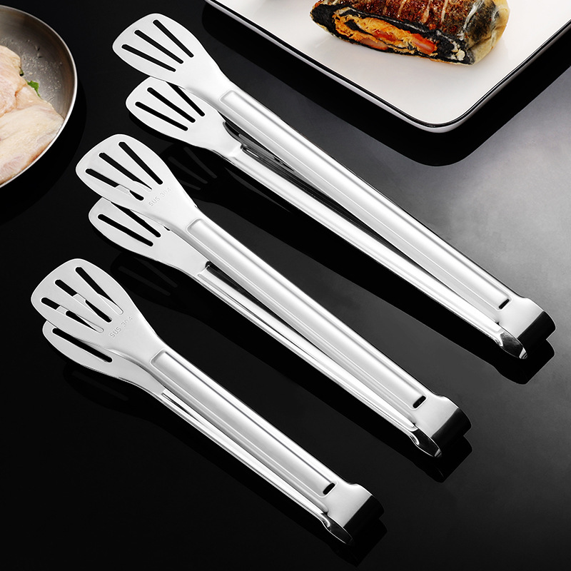 304 Stainless Steel Three-wire Clip Thickened Food Clip Barbecue Bread Clip Barbecue Fried Steak Steamed Bread Buffet Clip