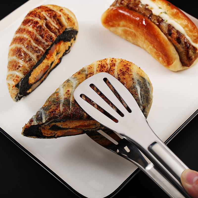 304 Stainless Steel Three-wire Clip Thickened Food Clip Barbecue Bread Clip Barbecue Fried Steak Steamed Bread Buffet Clip
