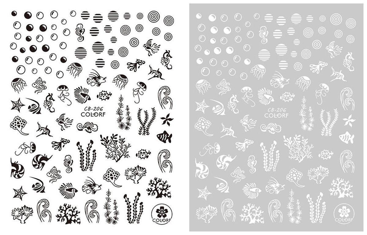 Gold and silver black and white nail stickers butterfly bee INS flame gold and silver black and white nail stickers CB205-213