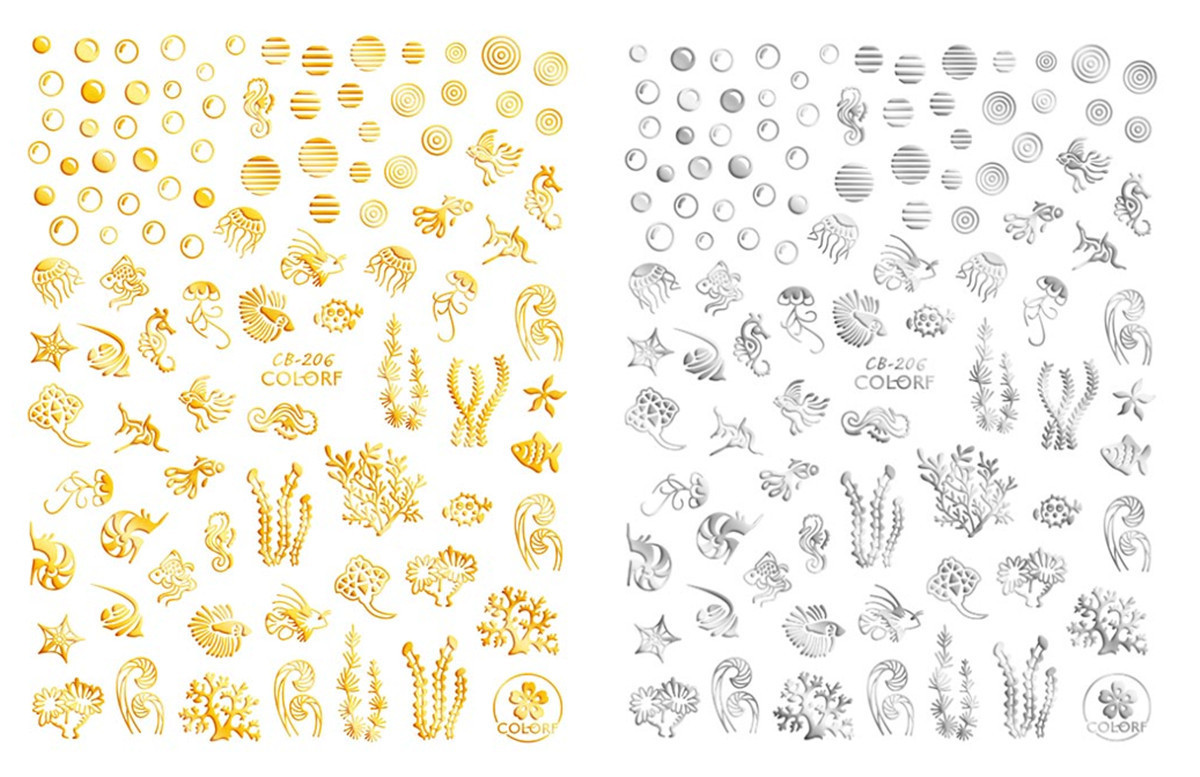 Gold and silver black and white nail stickers butterfly bee INS flame gold and silver black and white nail stickers CB205-213