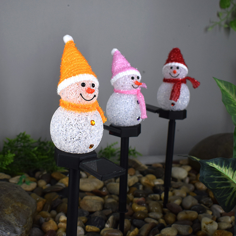 New Christmas solar lawn lamp EVA rice snowman LED garden garden landscape floor lighting